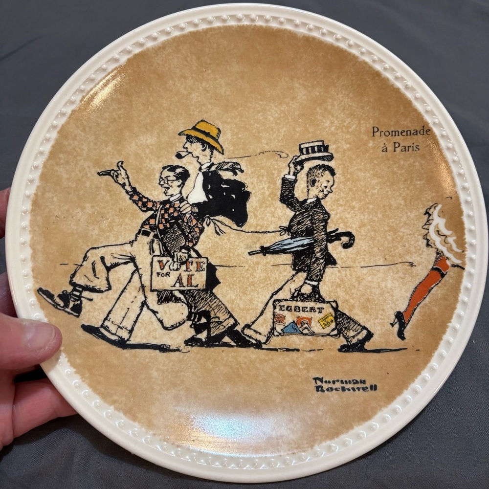 Vintage Norman Rockwell Plate "Promenade A Paris" by Newell Pottery Co.